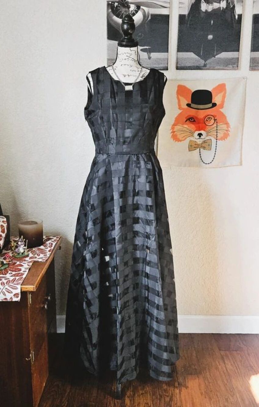 Ketty More Windowpane Black Maxi Dress | Emo | Halloween | Goth